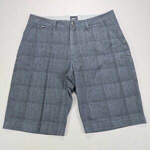 Fox Head Shorts Chino Crosshatch Plaid Charcoal Grey Mens 34